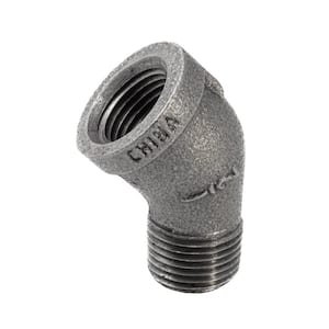 1/2 in. Black Malleable Iron 45 Degree FPT x MPT Street Elbow Fitting
