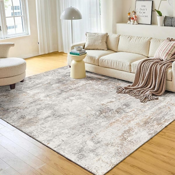 Frost Gray/Golden 5 ft. x 7 ft. Modern Abstract Area Rug