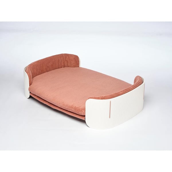 Unbranded Large White Pink Scandinavian Style Cat Couch Bed, Pet Sofa Cats Pet Furniture Elevated with Removable Mattress Cover