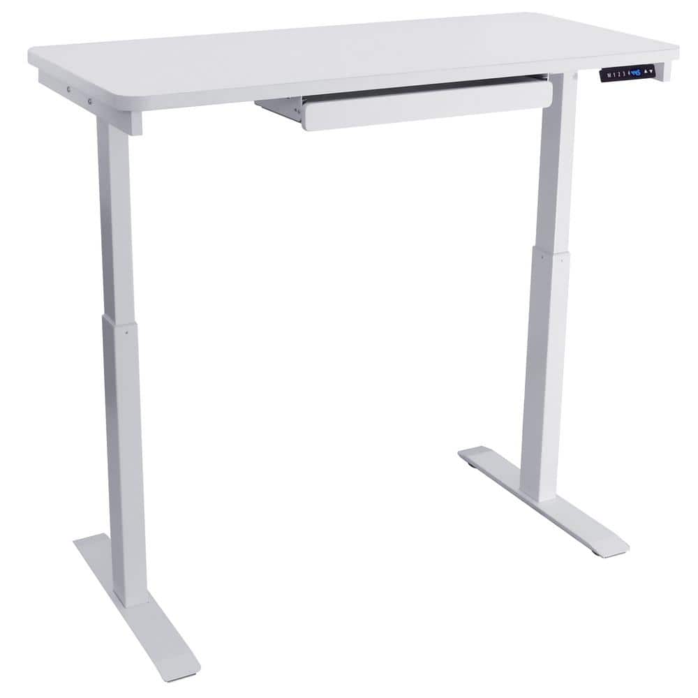 Sculpted White Electric Adjustable Desk with USB Port, 24"x48"