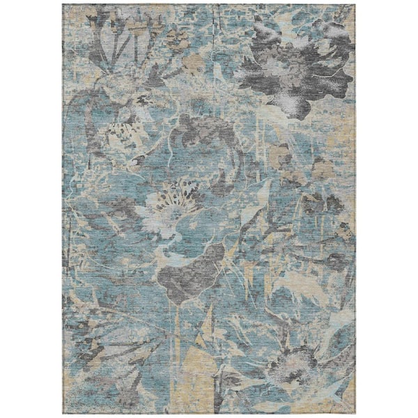 Chantille Machine Washable Indoor/Outdoor Abstract ACN2929 Teal 10 ft. x 14 ft. Area Rug