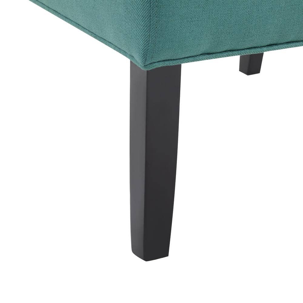 Dark Teal and Matte Black Handcrafted Rubberwood Slipper Chair