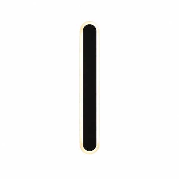 2 Pack Modern 32 in Black Linear Dimmable Integrated LED Wall Sconce with Exterior Shade Integrated LED Fixture