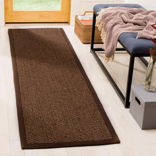 Natural Fiber Chocolate 2 ft. x 8 ft. Border Runner Rug