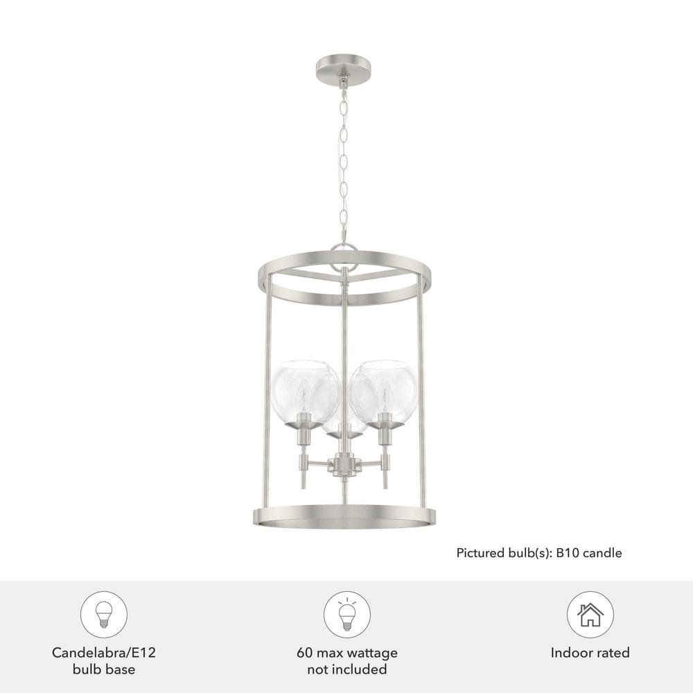 Hunter Xidane 3-Light Brushed Nickel Pendant with Glass Globes