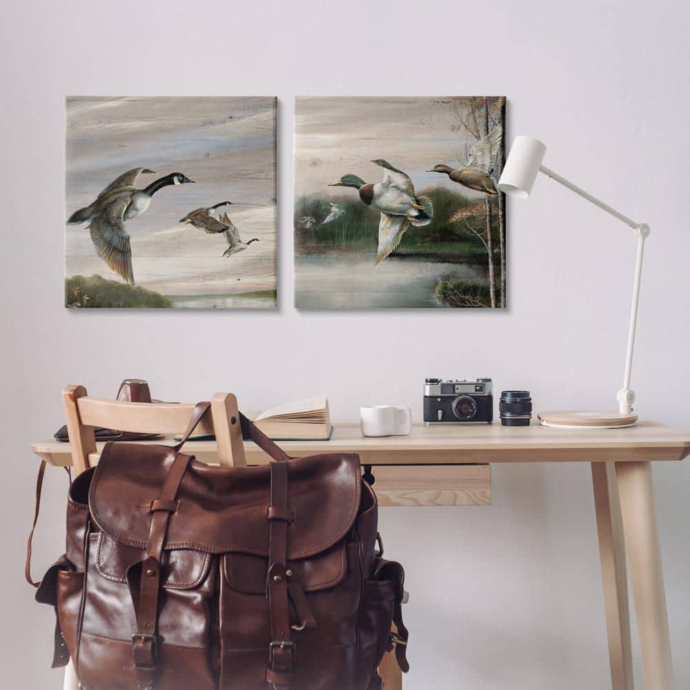 Geese & Ducks in Nature by Ruane Manning 2 Piece Unframed Animal Graphic Art Print 24 in. x 24 in. price history on PriceWatchPro