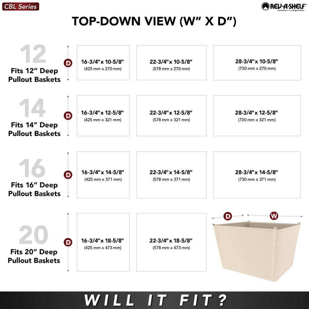 Tan Linen Closet Basket Liner with Velcro Tabs