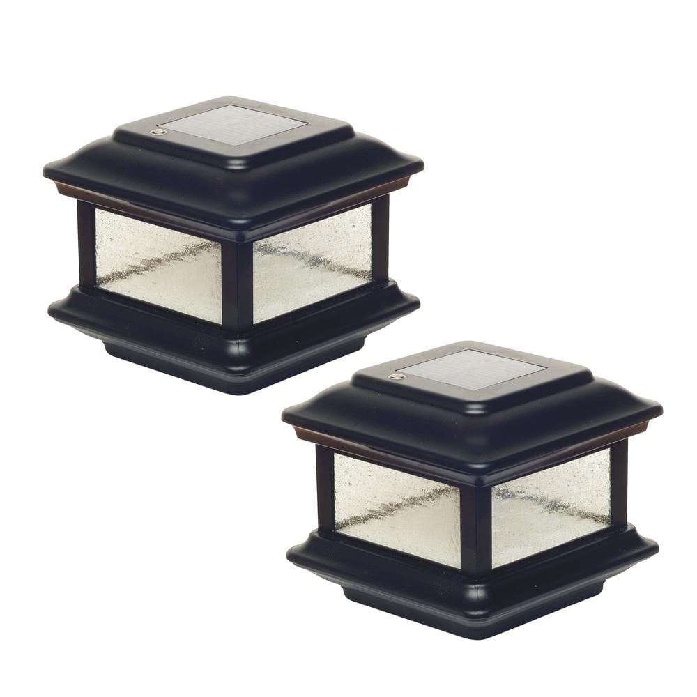 CLASSY CAPS Colonial 3.5 in. x 3.5 in. Outdoor Black Cast Aluminum LED Solar  Post Cap (2-Pack) SLO88 The Home Depot