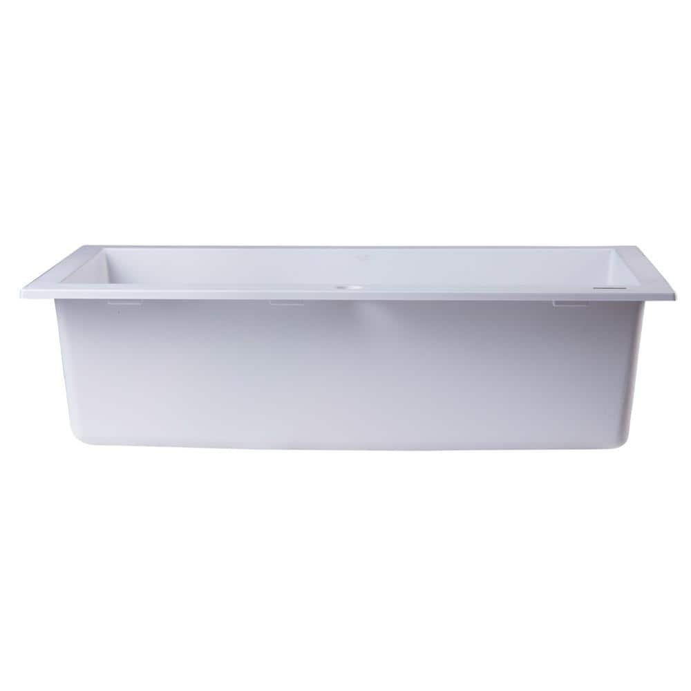 White 30'' Drop-In Single Bowl Granite Kitchen Sink