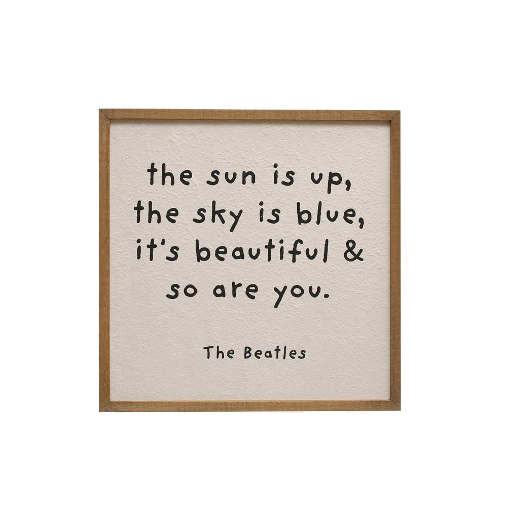 16.5" Natural Wood Framed Canvas Quote Wall Art