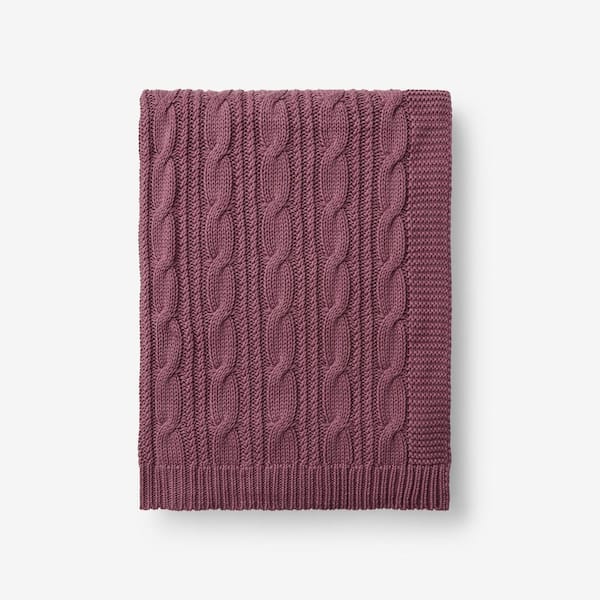 The Company Store Chunky Cable Knit Rose Cotton Woven Throw Blanket