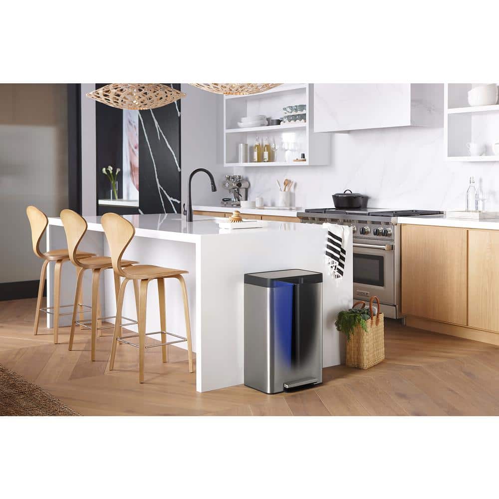 Stainless Steel Dual Compartment Kitchen Trash Can with Pedal