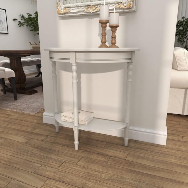 32 in. Grey Half Moon Wood Traditional Console Table