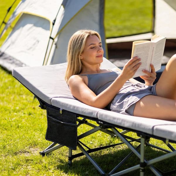 BOZTIY Oversized Folding Camping Cot with 2 in. Mattress Heavy