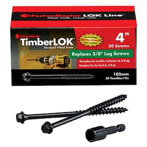 TimberLOK Structural Wood Screws – 4 inch wood screws with hex head – Black (50 Pack)