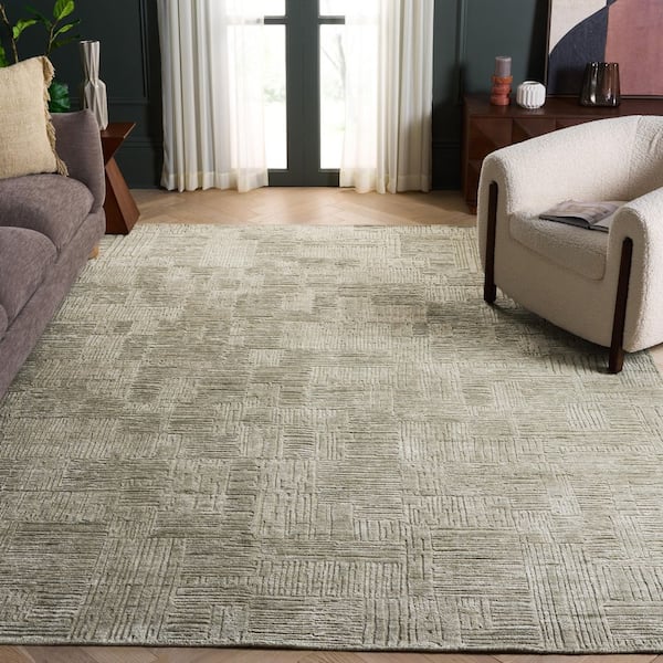 Bedford 8 ft. x 10 ft. Sage Distressed Solid Color Area Rug