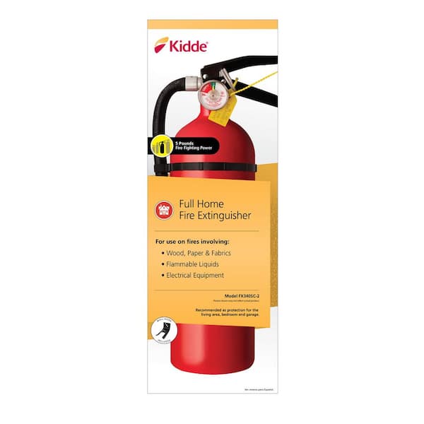 Kidde - Full Home Fire Extinguisher with Hose, Easy Mount Bracket & Strap, 3-A:40-B:C, Dry Chemical, One-Time Use