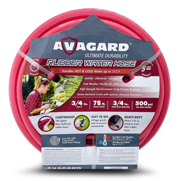 AVAGARD 3/4 in. x 75 ft. Heavy Duty Rubber Water Hose