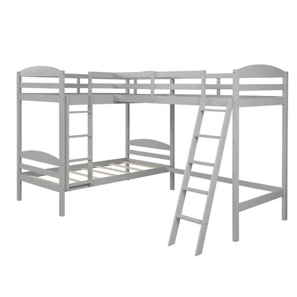 Gray Twin L Shaped Bunk Bed And Loft, Folding Bunk Beds Canada