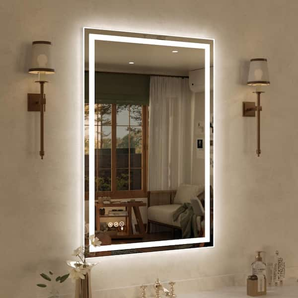 24 in. W x 36 in. H Rectangular Frameless LED Wall Bathroom Vanity Mirror