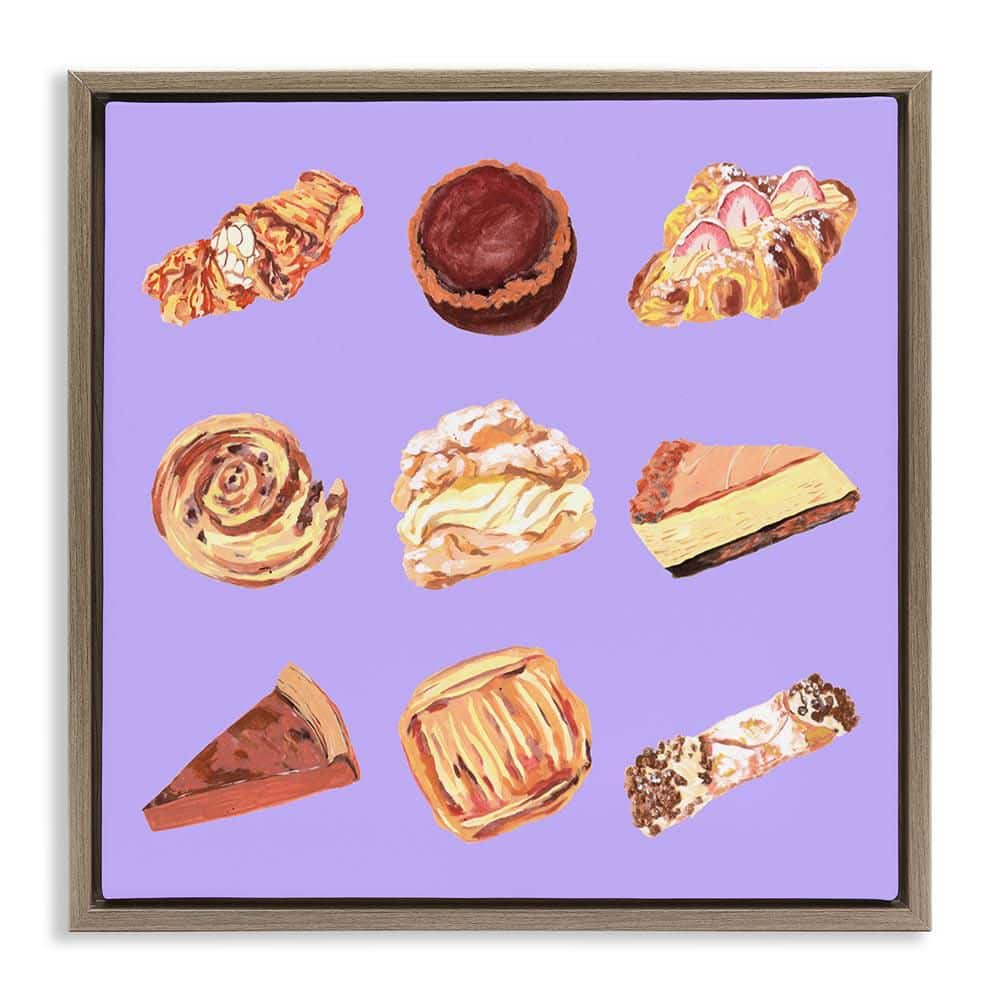 Delicious Pastries on Purple by Melissa Wang Brown Floater Frame Food Graphic Art Print 18 in. x 18 in. price history on PriceWatchPro