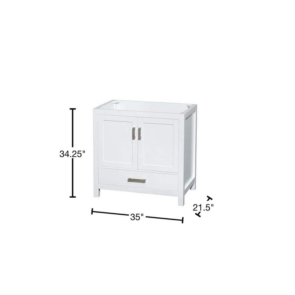 Sheffield 35" Elegant White Solid Wood Single Bathroom Vanity Base