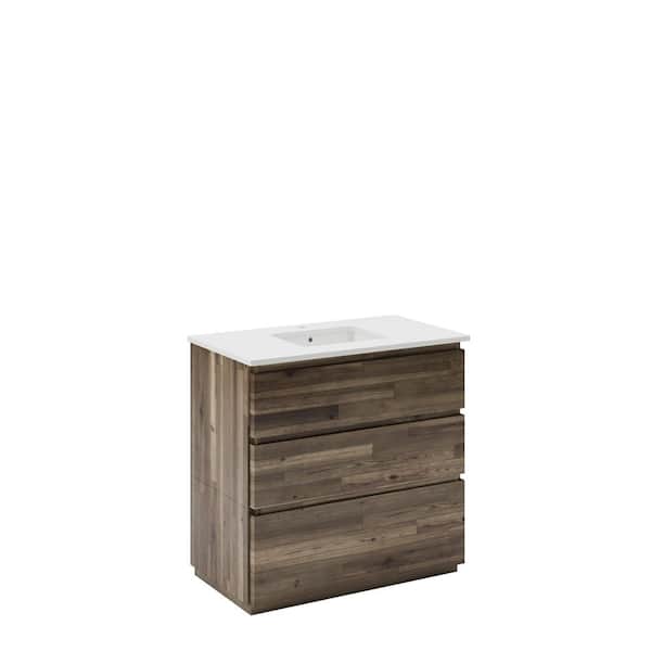Fresca Formosa 36 in. Single Sink Freestanding Acacia Bath Vanity with White Quartz Top and Undermount Ceramic Sink