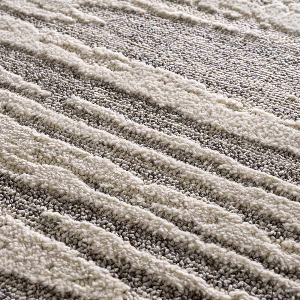 Gray and Beige Polypropylene Runner Rug 2'7" x 7'3"