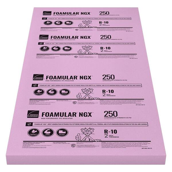 Owens Corning FOAMULAR NGX F-250 2 in. x 4 ft. x 8 ft. Square Edge R-10 XPS Rigid Foam Board Insulation
