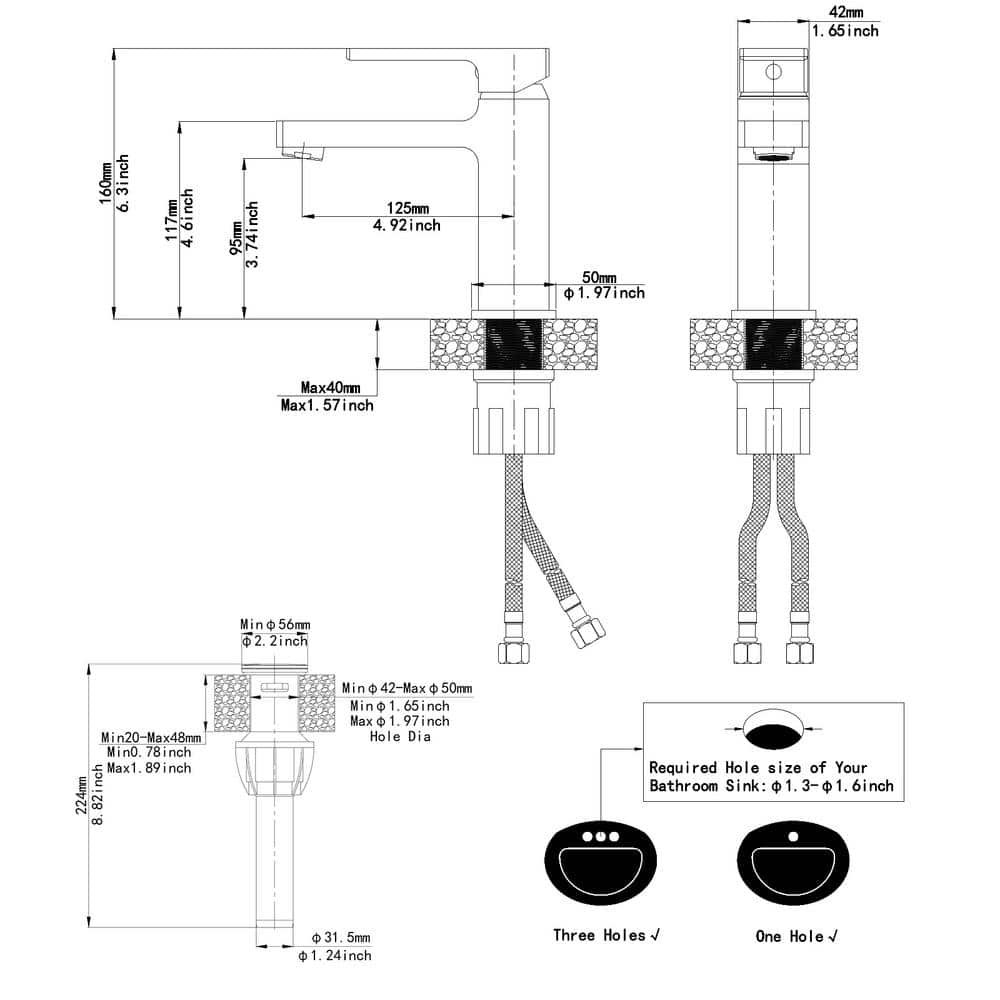Brushed Nickel Single-Handle Low-Arc Bathroom Faucet with Drain Assembly