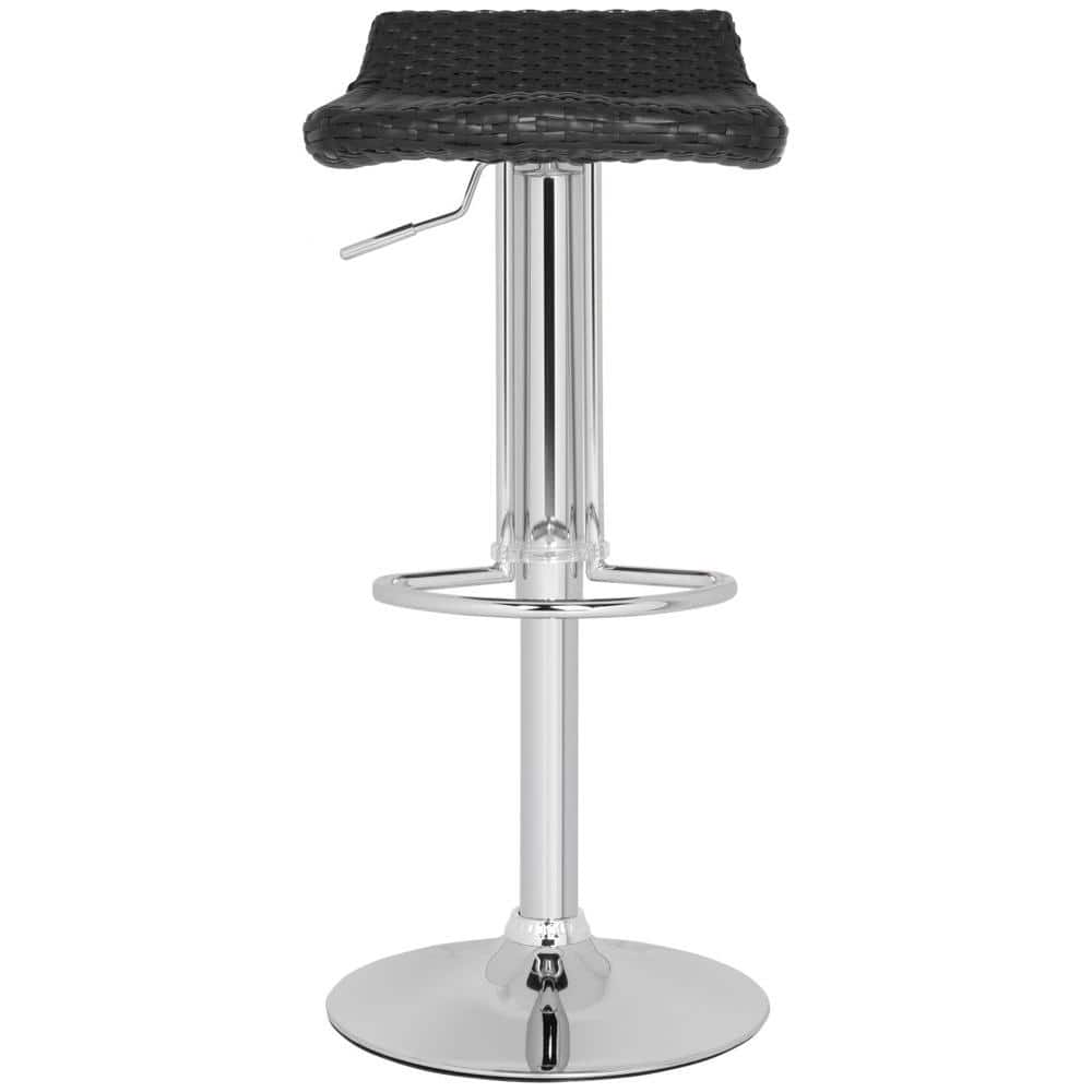 Juji Black Wicker Adjustable Swivel Bar Stool