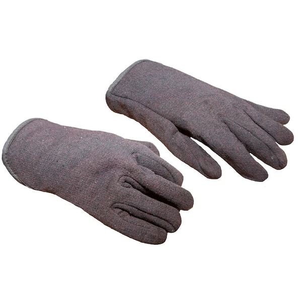 Brown Jersey Winter Work Gloves with Red Fleece Lining Large G F