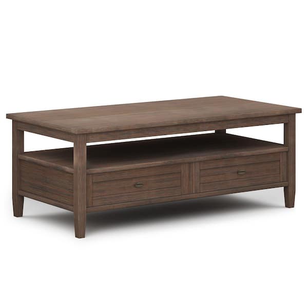 Warm Shaker 48 in. Wide Rectangle Solid Wood Coffee Table in Farmhouse Brown