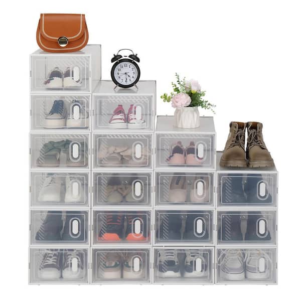 HASTHIP® 12 Pack Shoe Box, Large Plastic Shoe Boxes Storage, Fit Size 11,  Clear Plastic Stackable Sneaker Containers Bins with Lids, Great Substitute  for Shoe Rack, Space Saving for Entryway (Black) :
