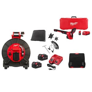 M18 18-Volt Lithium-Ion Cordless 200 ft. Pipeline Insp Sys Image Reel Kt w/Sys Monitr & M12 Pipeline Locatr Kt (3-Tool)