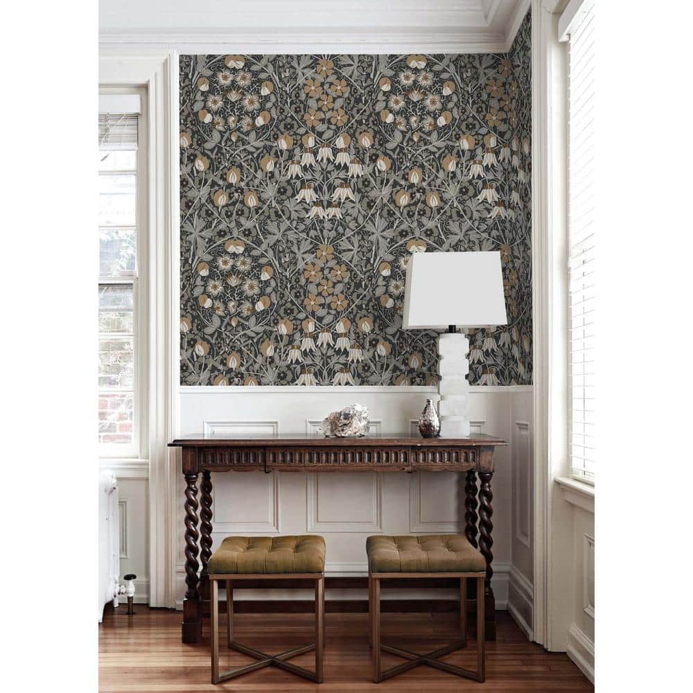 Wrought Iron and Chamois Floral Peel and Stick Wallpaper