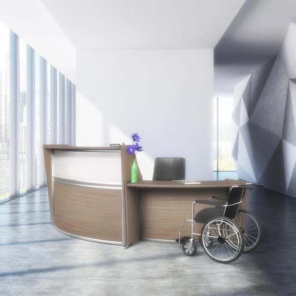 Regency 62.5 in. Noble Oak Marque Curved ADA Compliant Reception Desk