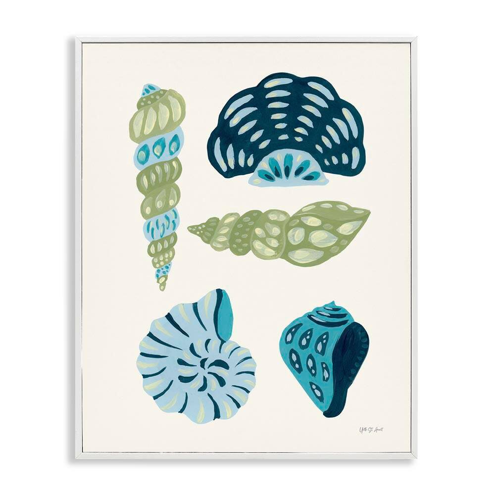 Blue Shell Collection by Yvette St. Amant White Framed Coastal Giclee Art Print 14 in. x 11 in.
