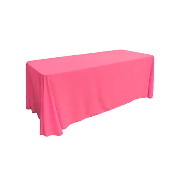 LA Linen 90 in. x 156 in. Hot Pink Polyester Poplin Rectangular Tablecloth