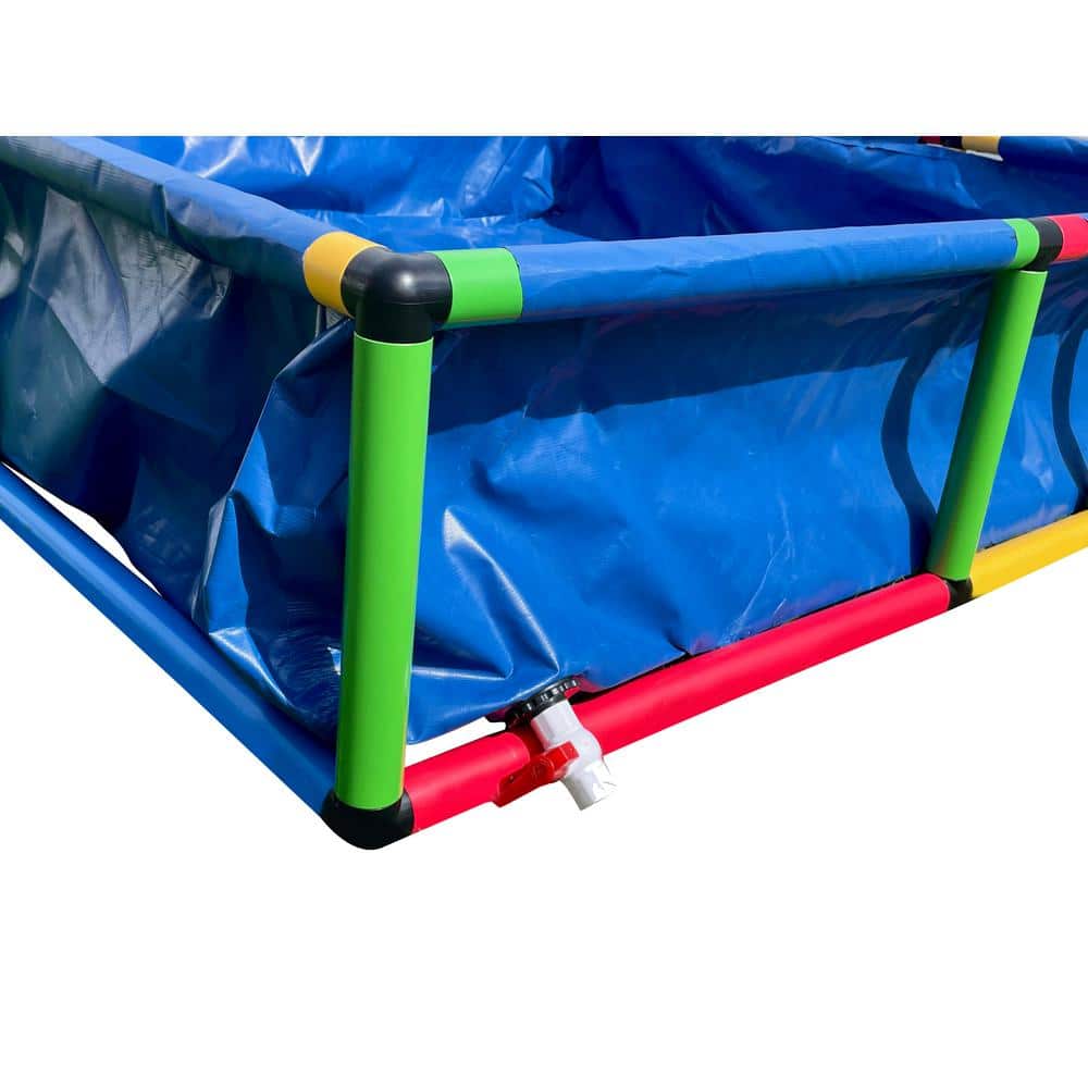 Funphix Buildable Blue Plastic Swimming Pool with Safety Steps