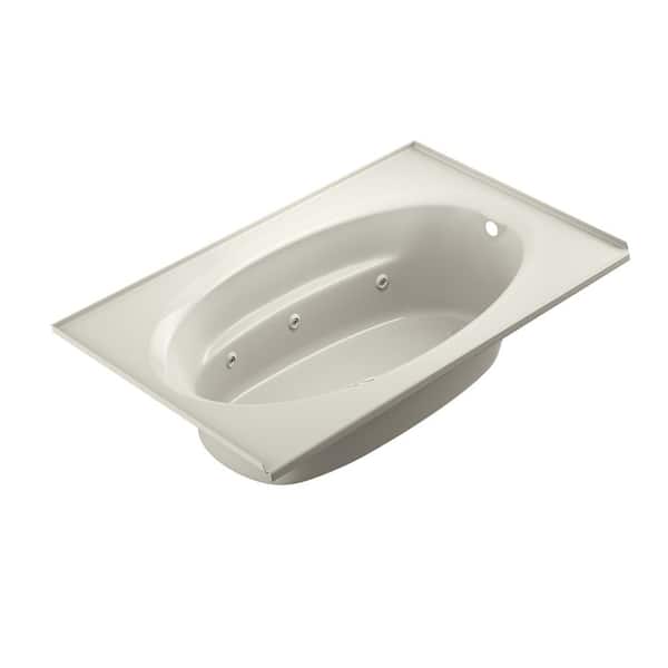 JACUZZI Signature 72 in. x 42 in. Rectangular Whirlpool Bathtub with Right Drain in Oyster with Heater