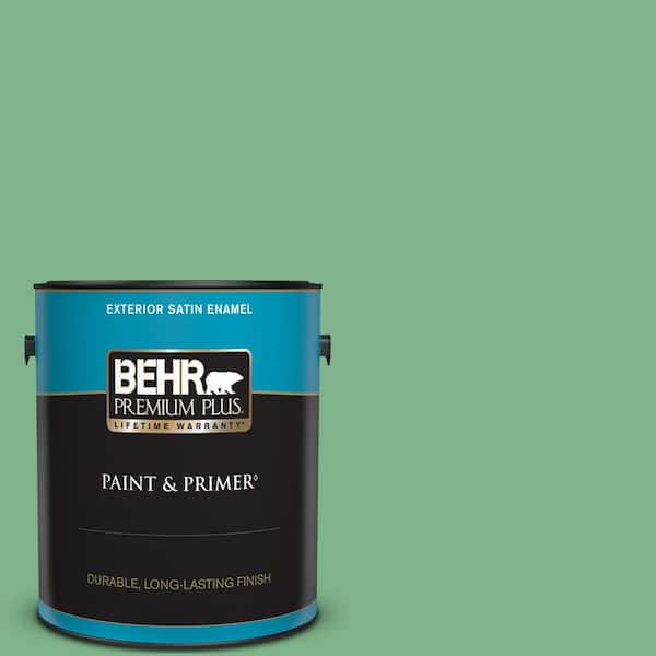 BEHR PREMIUM PLUS 1 gal. #460D-5 Tree Fern Satin Enamel Exterior Paint & Primer