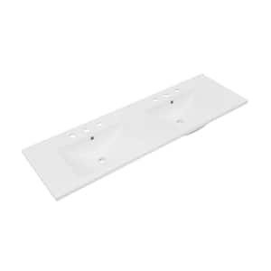 60 in. W x 5.31 in. D Ceramic Vanity Top in Glossy White with 3 Holes