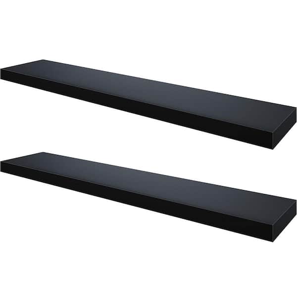 Unbranded 47 in. W x 9 in. D Black Floating Shelves Decorative Wall Shelf Set of 2