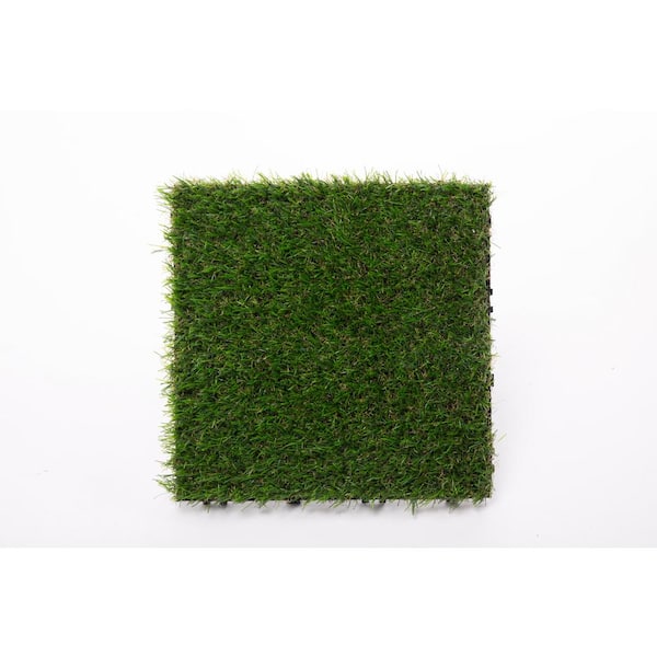 Unbranded MI Eternally Turf 1 ft. x 1 ft. Interlocking Loose Lay PVC Deck Tiles in Evergreen Grass (10 Tiles Per Case)