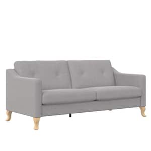 Tess 74 in. Light Gray Linen Linen 2-Seat Loveseat with Soft Pocket Coil Cushions