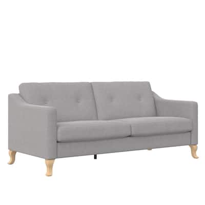 Tess 74 in. Light Gray Linen 2-Seater Loveseat Sofa with Soft Pocket Coil Cushions