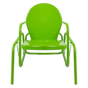 Green Retro Metal Outdoor Tulip Glider Patio Chair Lime