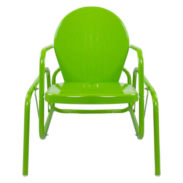 Northlight Green Retro Metal Outdoor Tulip Glider Patio Chair Lime