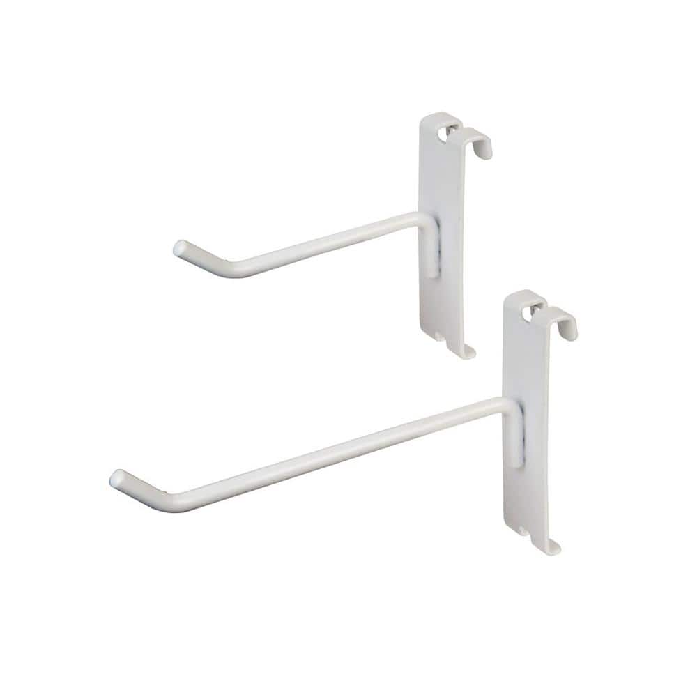 3 White Metal 10” Peg Hooks, Screw-on Retail Merchadise Hooks with
